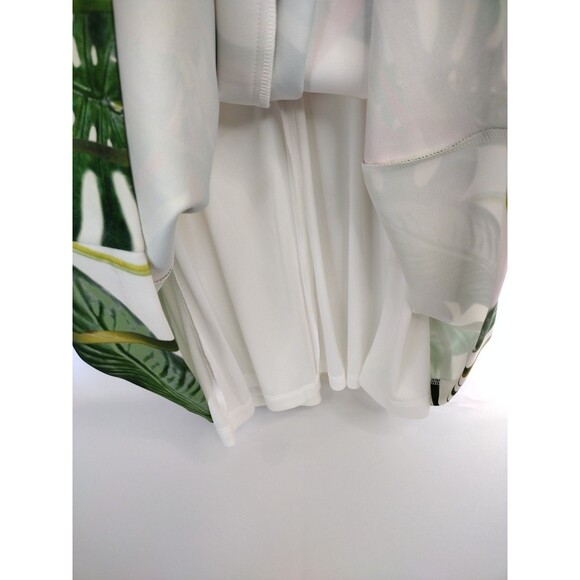 Calvin Klein Bird Of Paradise Dress White Orange Green Fit & Flare Stretch Sm - Picture 11 of 14